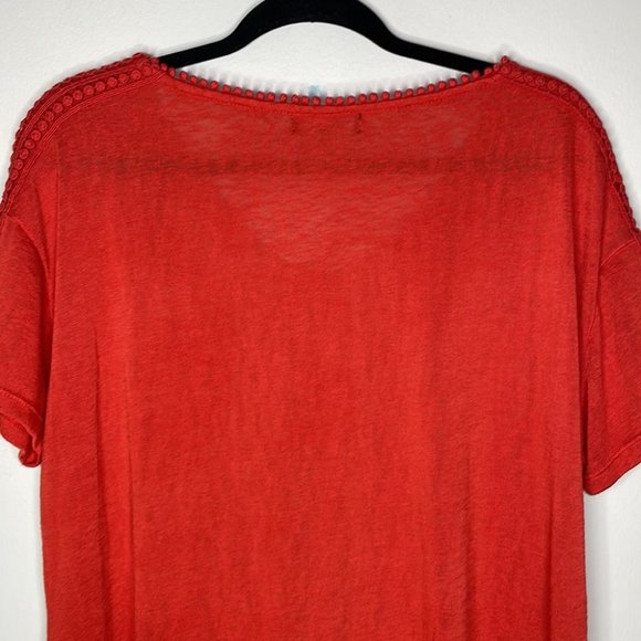Modern Canvas XXL Orange Lightweight Modal Blend Short Sleeve Lace Detail Blouse - Picture 6 of 9